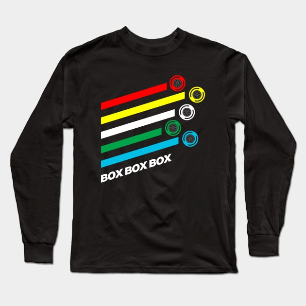 Box Box Box F1 Tyre Compound Options Long Sleeve T-Shirt by DavidSpeedDesign